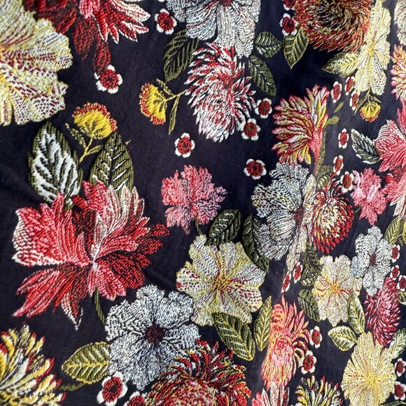 Loft Petite Mini Pencil Skirt 00P Black Flower Jacquard Lined Career - Picture 2 of 10